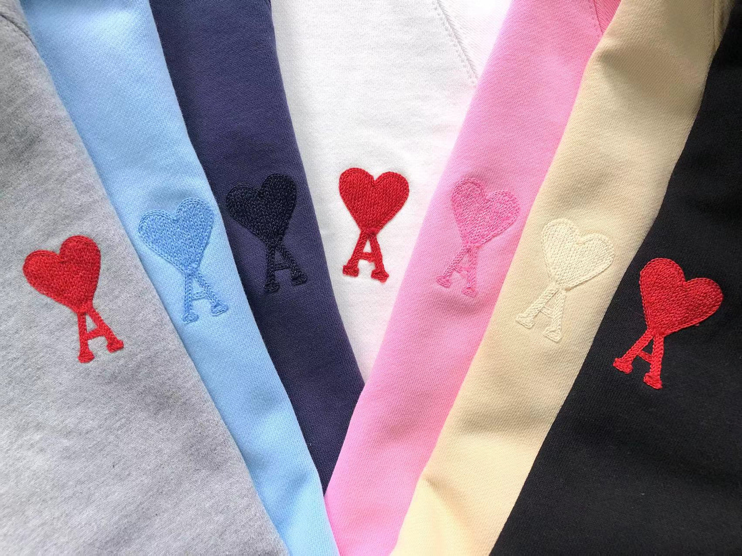 AMI Paris Red Heart Hoodie Blue