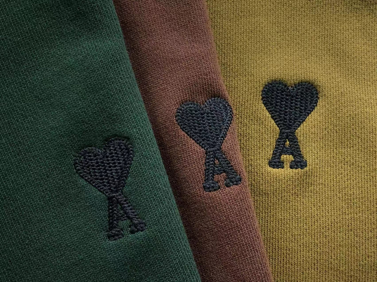 AMI Paris Black Heart Hoodie Mustard