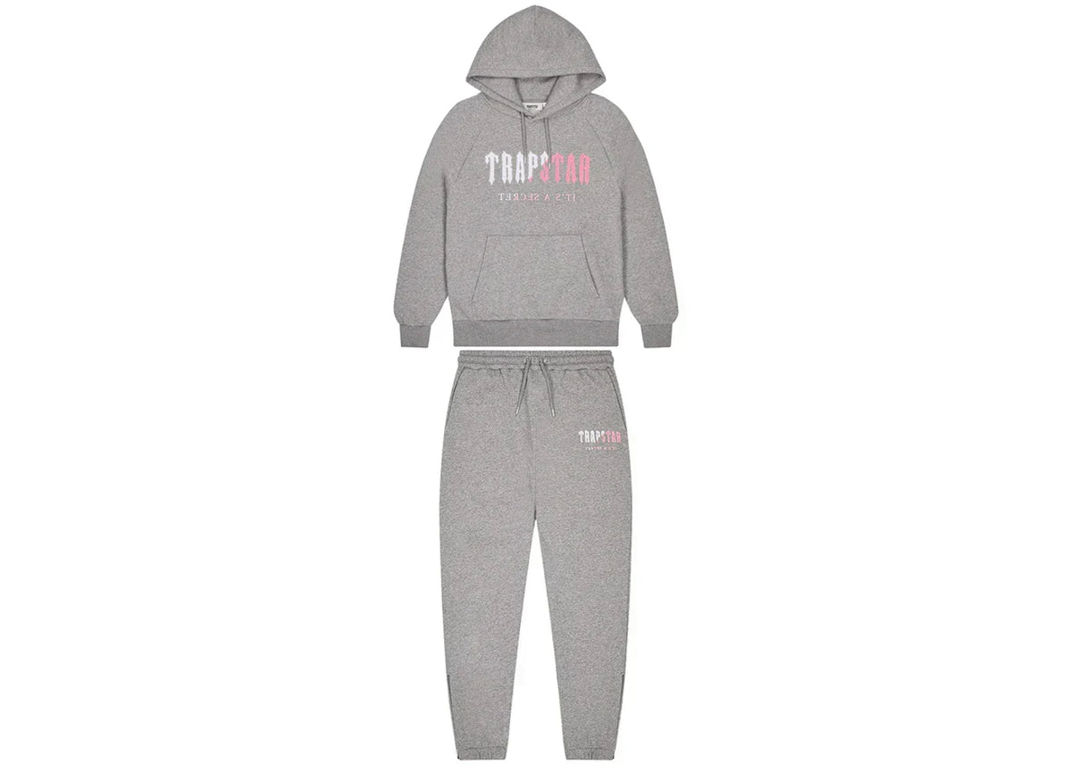 Trapstar Chenille Decoded Hoodie Tracksuit Grey/Pink