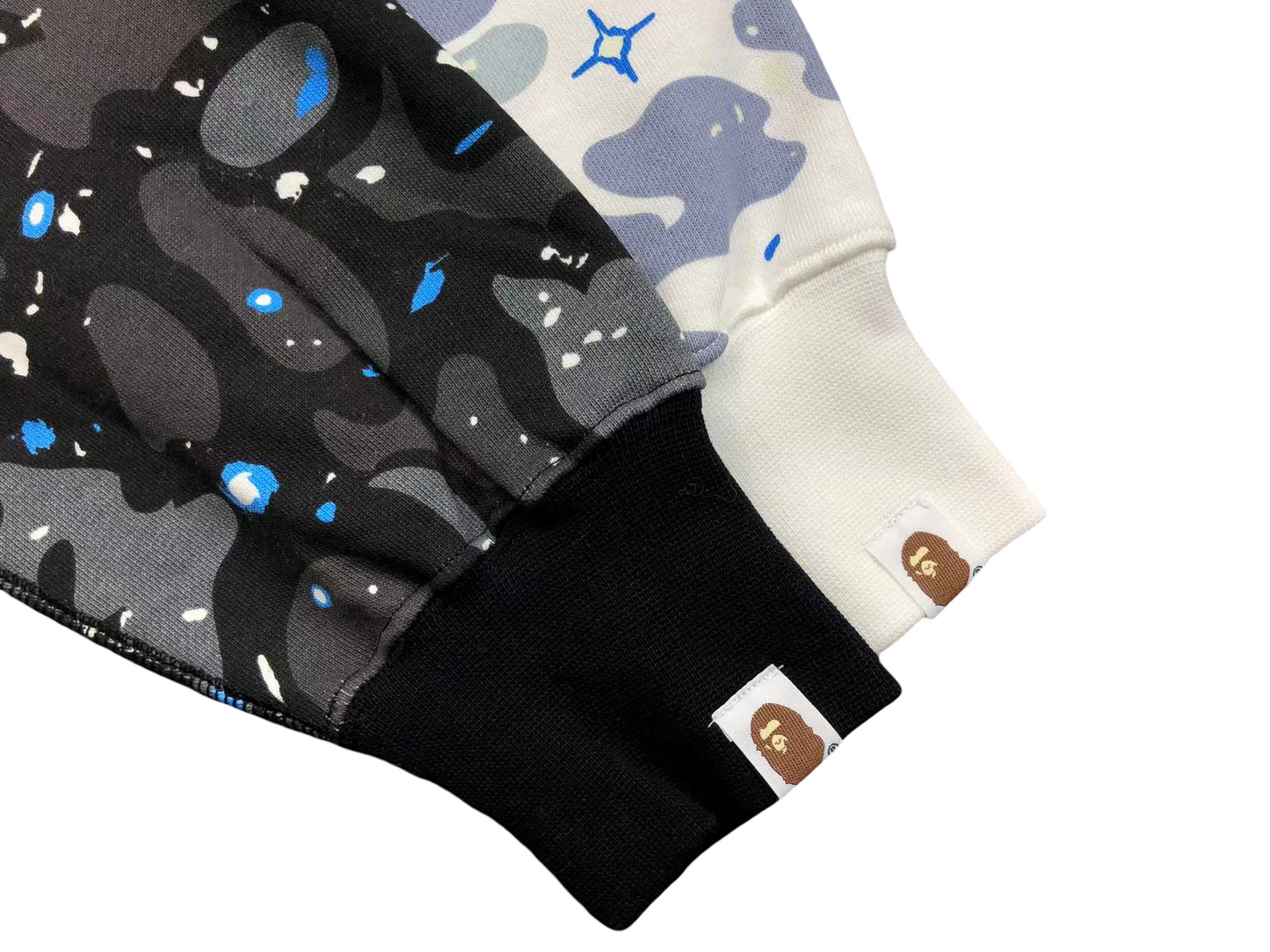 BAPE Camo Shark Wide Full Zip Double Hoodie White Multi