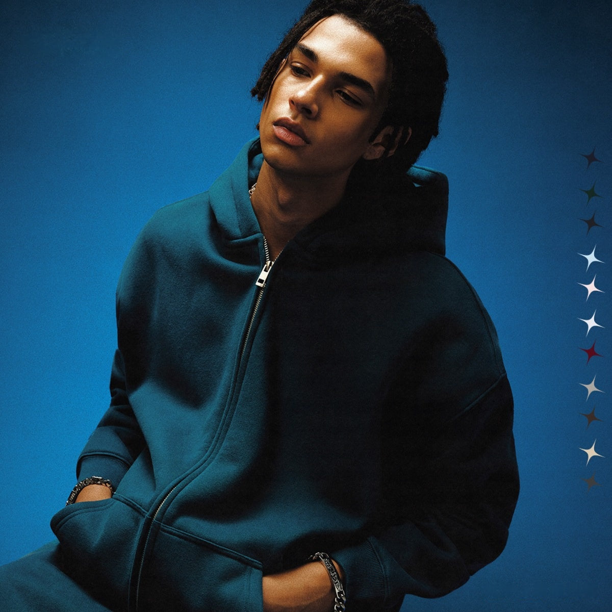 21Dripzz Essential Zip Hoodie - Teal Blue