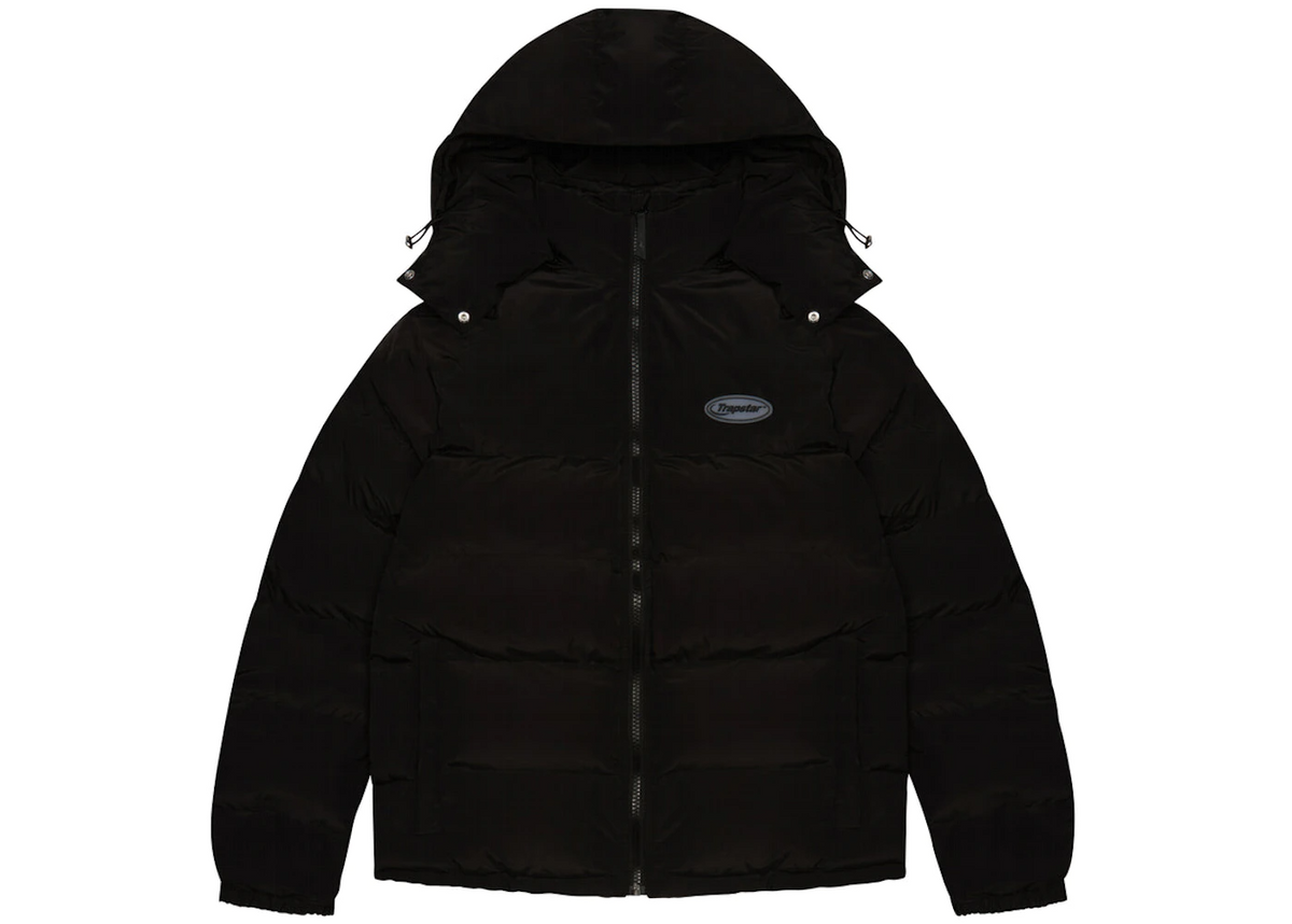 Trapstar Hyperdrive Detachable Hooded Puffer Jacket Triple Black