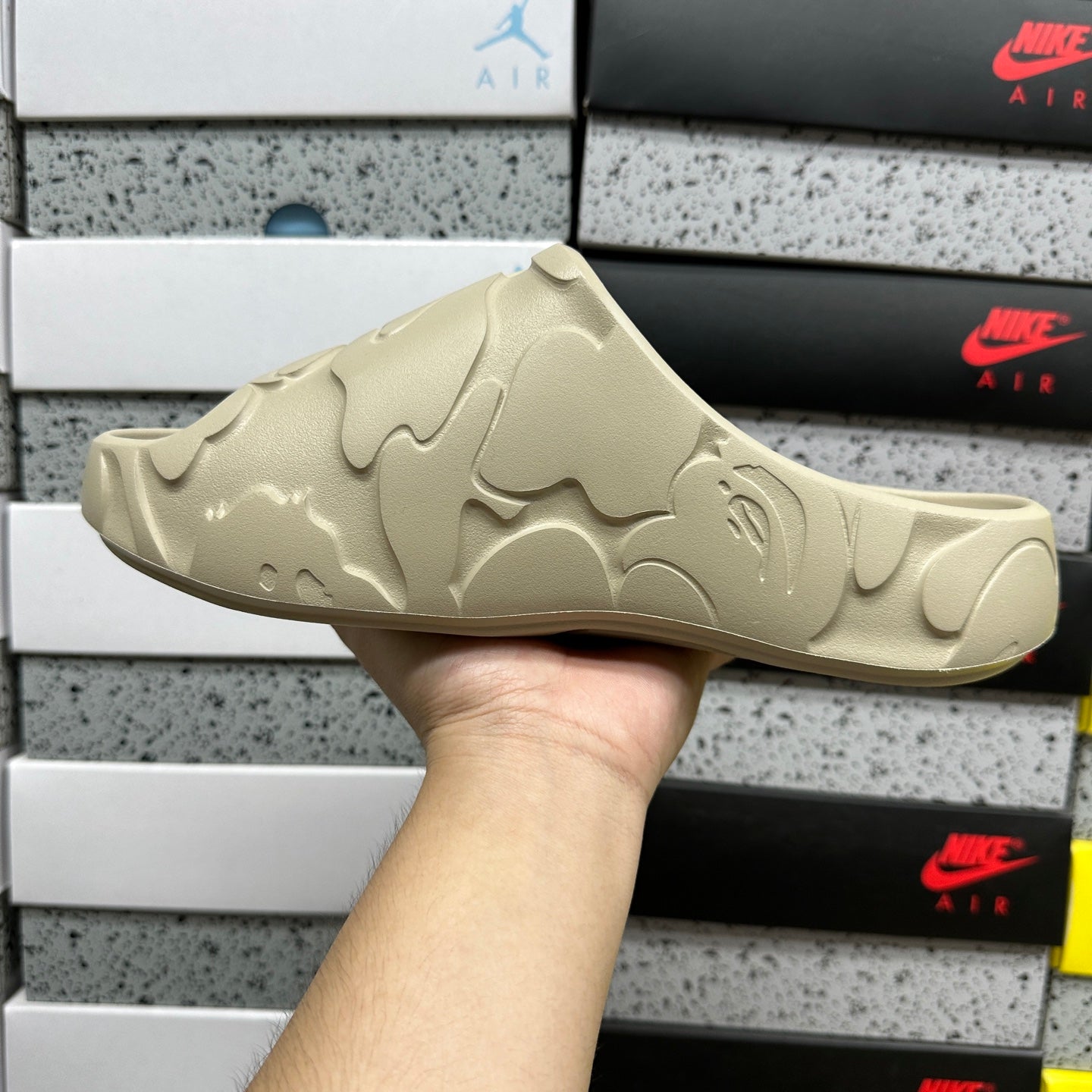 A Bathing Ape Slide #1 Beige Solid Camo