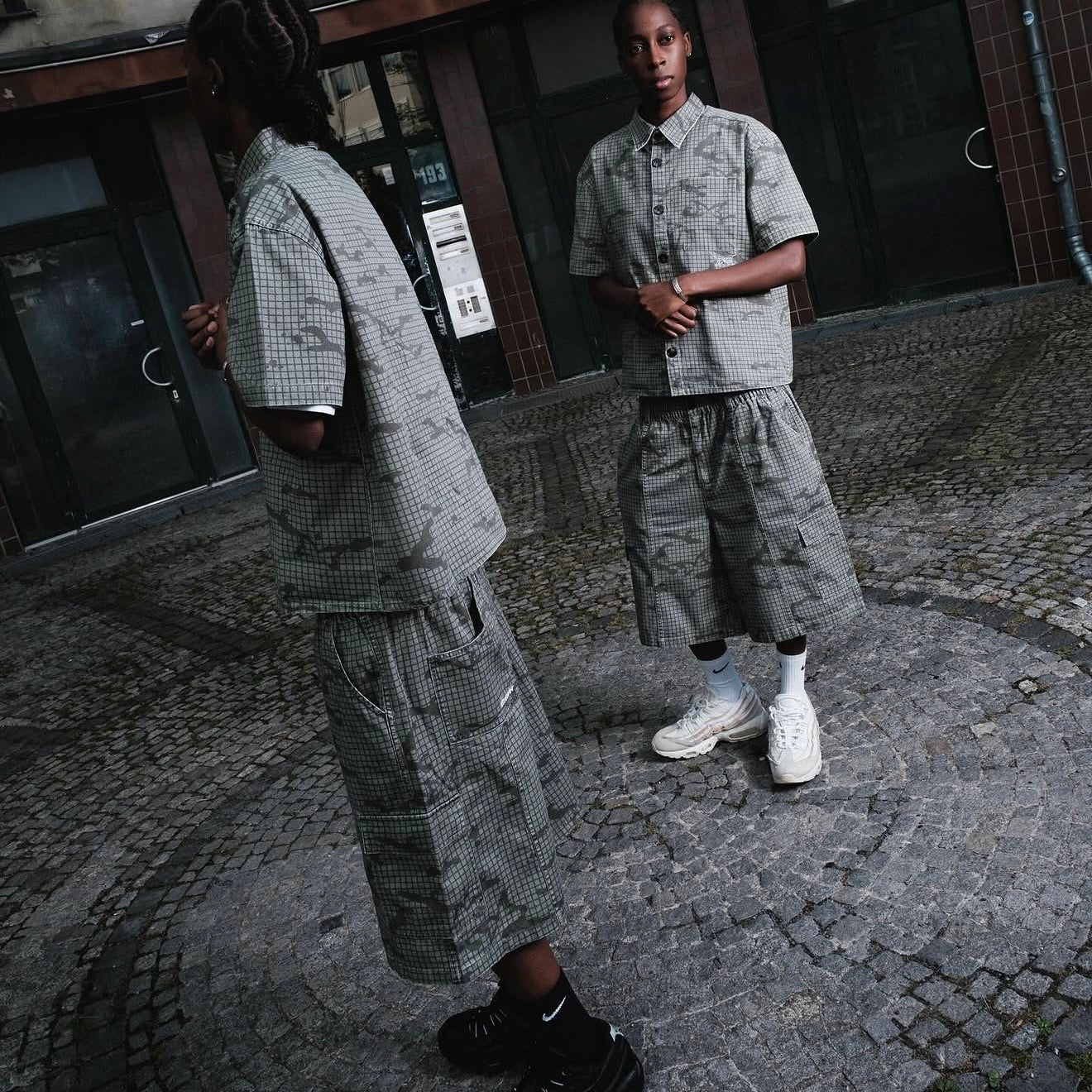 MERTRA Grid Camo Shorts Green