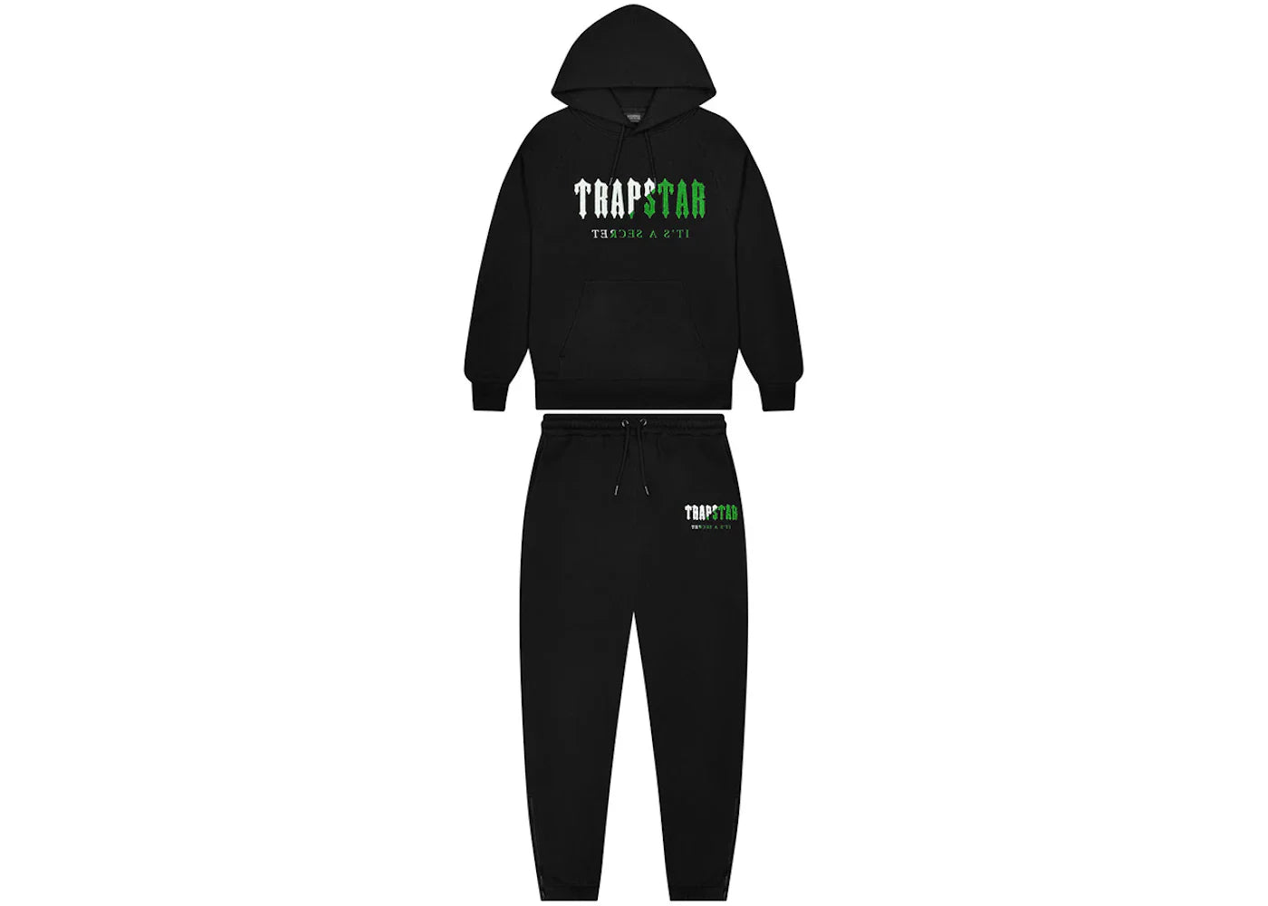 Trapstar Chenille Decoded Hoodie Tracksuit - (BLACK/GREEN)