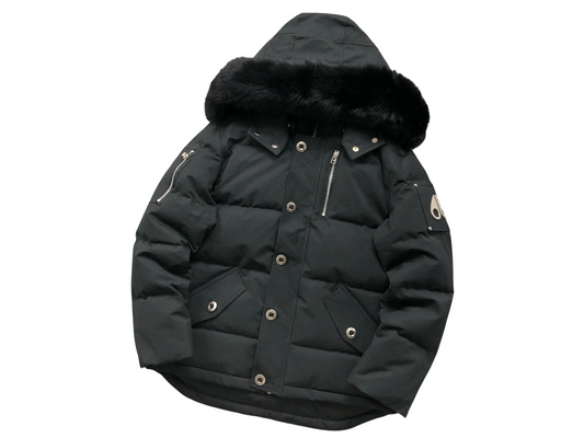 Moose Knuckles Shearling 3Q Down Jacket Full Black